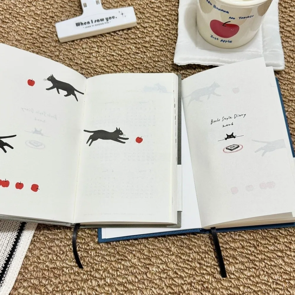 Cartoon Kitten Illustration B5 Notebook Hard Shell To Do List Daily Planner 2026 Agenda Book Students