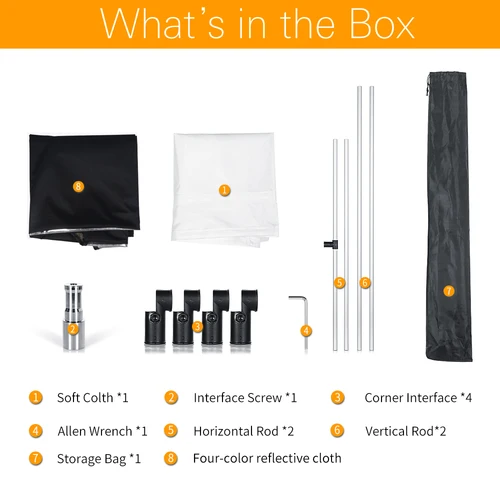 Imagen 2 del producto Marco de aleación de aluminio para fotografía, Reflector de 90x120cm, 35 pulgadas x 47 pulgadas, color negro, plateado, dorado y blanco, 5 en 1