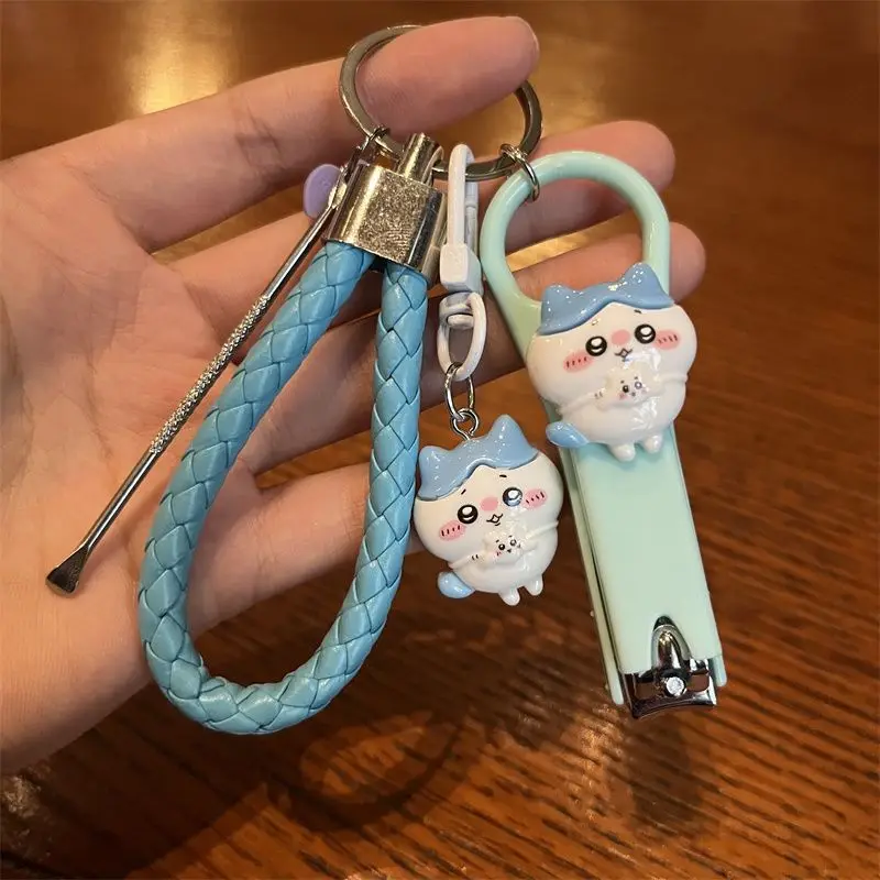 

New Kawaii Sanrio Chikawa Anime Keychain Cartoon Nail Clipper with Ear Spoon Portable Durable, High Beauty Daily Necessities