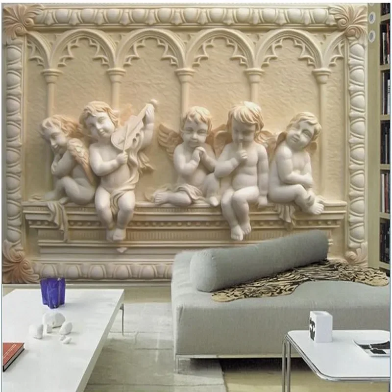 papel de parede Custom wallpaper 3D European angel background wall relief jade wall papers ancient Egyptian pharaoh behang mural