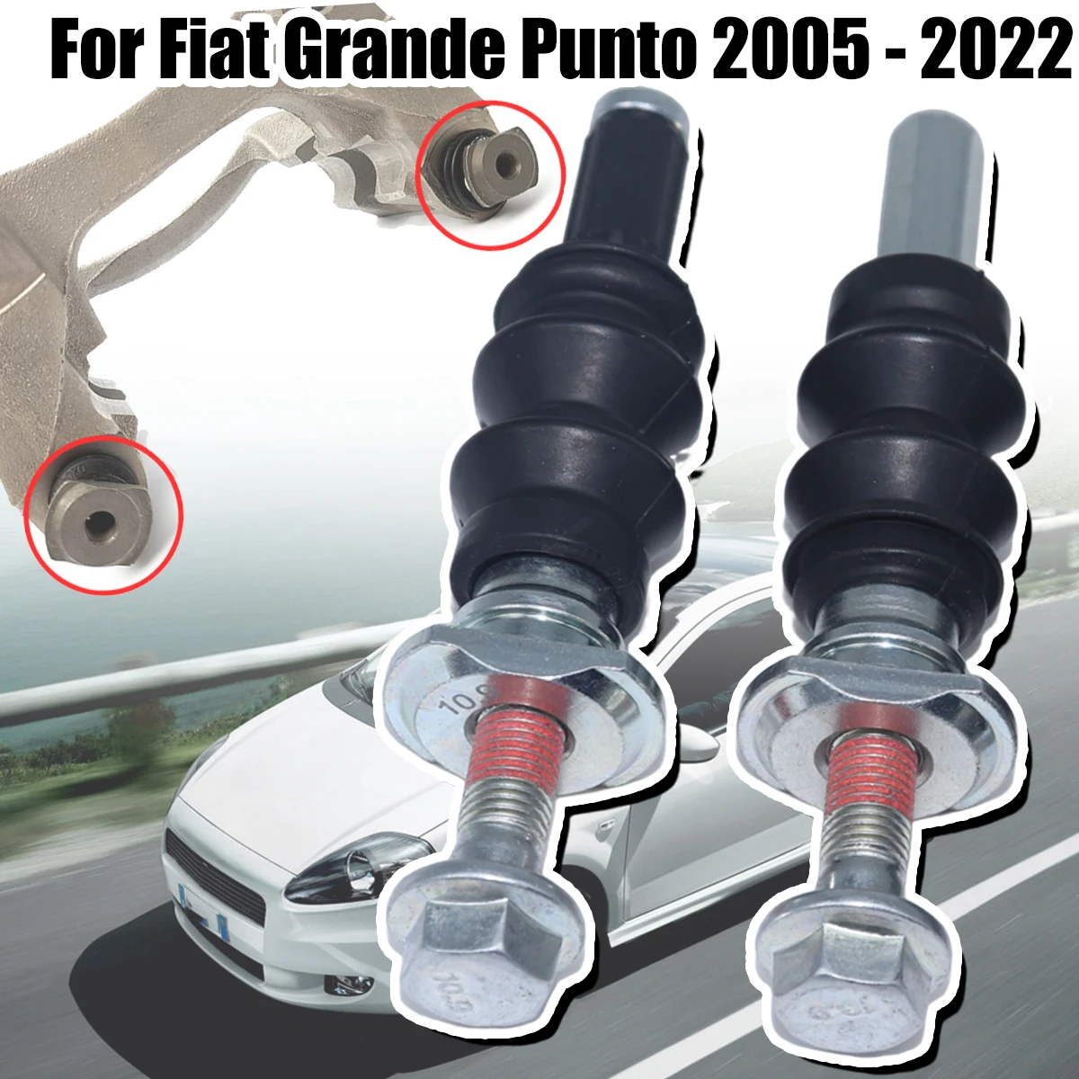 

For Fiat Grande Punto 2005-22 Front&Rear Brake Caliper Slider Guide Pins Bolt Kit Left Right Disc Housing Bellows Sleeve Bushing