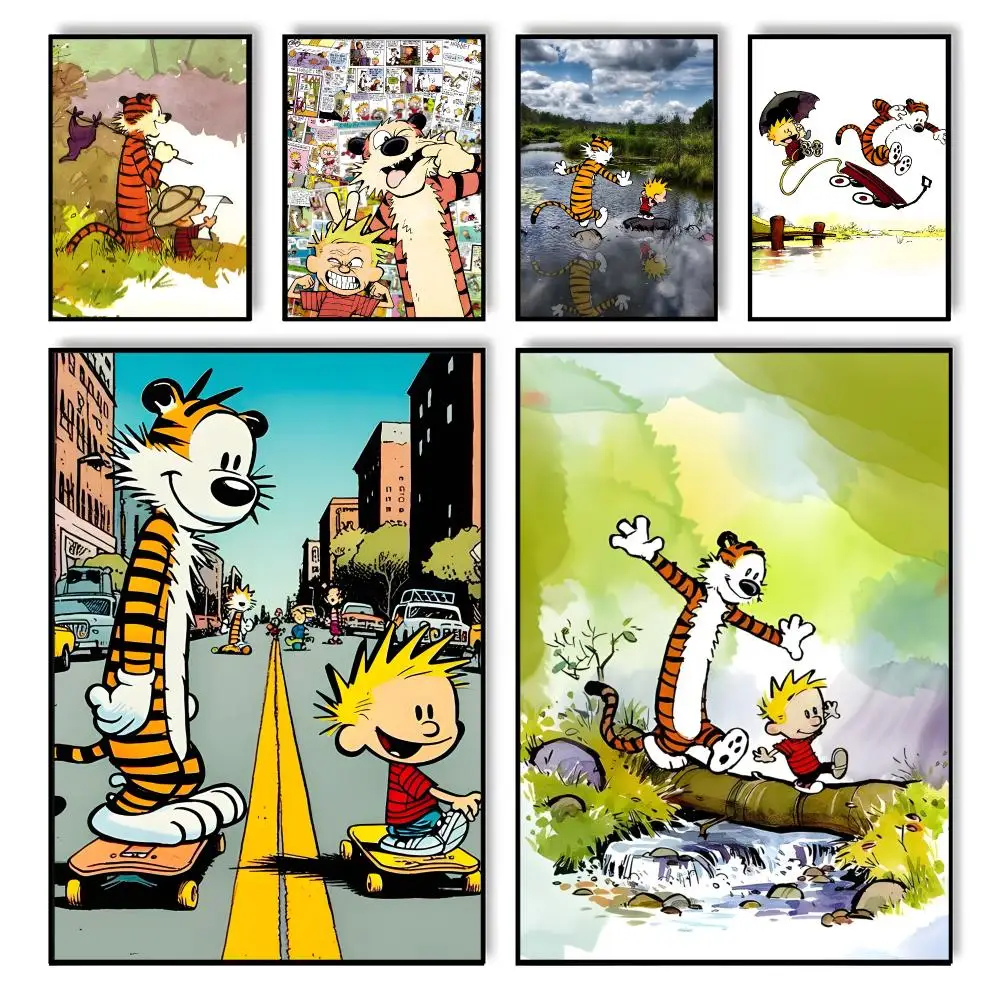 Anime C-Calvin A-and H-Hobbes Poster HD Self Adhesive Waterproof Wall Art Ideal for Home Office Dorm Bedroom Great Gift