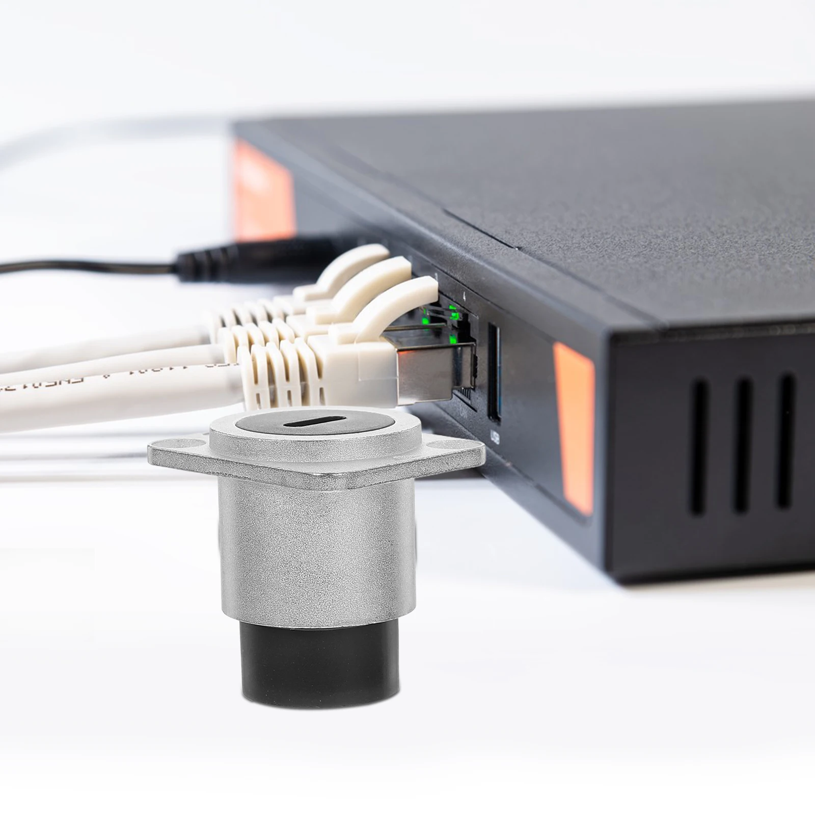 

White Network Interface Socket Plastic Copper Ethernet Pass Through Connector Adapter Coupler Waterproof