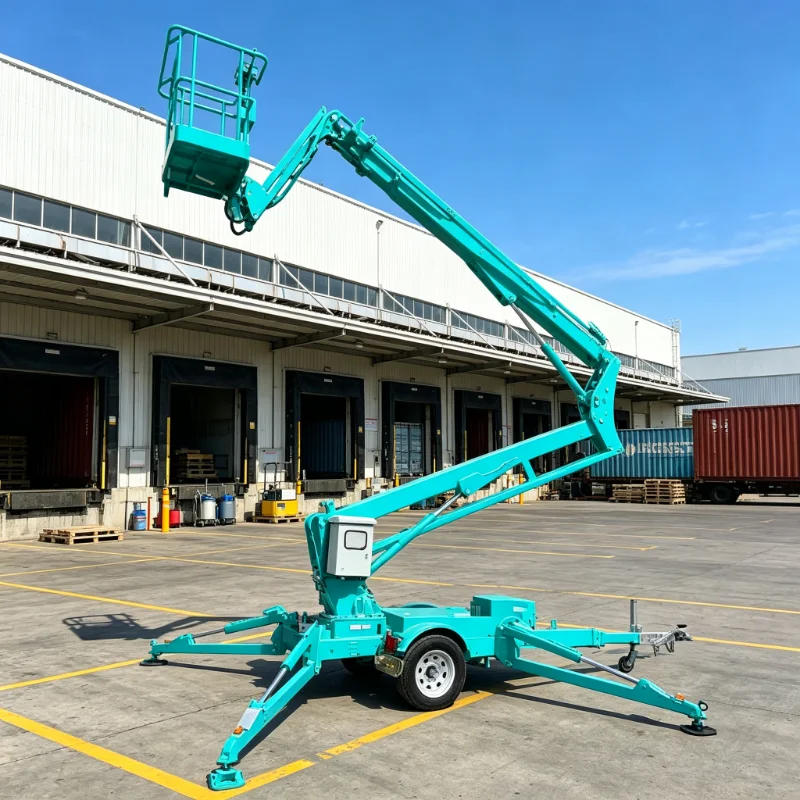 10m 12m 14m 16m 200kg Skylift Tow Behind Cherry Picker Insulation Boom Lift Trailer Mounted Articulating Aerial Lift
