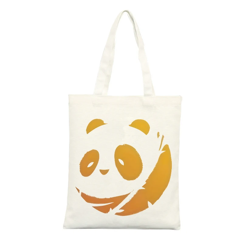 Canvas Tote Bag with Panda Graphic, Casual Style for Daily Shopping and Outings