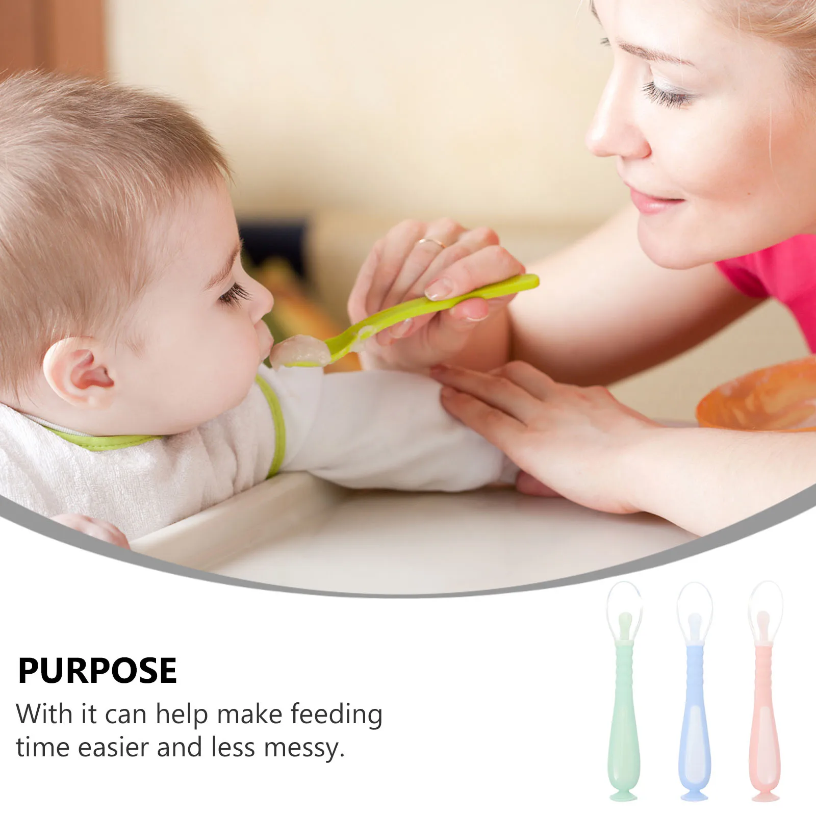 

3pcs Silicone Rice Paste Feeding Spoons Round Soft For Infant Eating Training Food Feeding Spoon Newborn Utensils Bendable