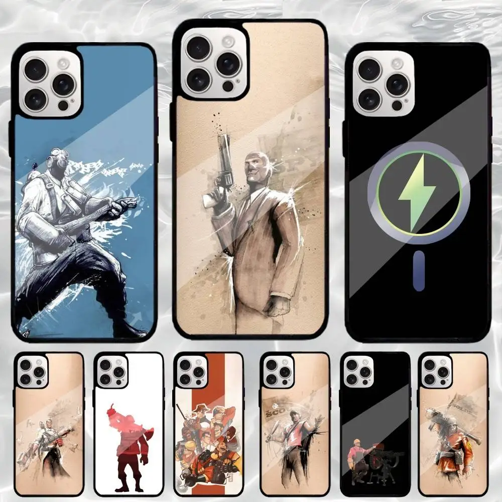 

Team F-Fortress 2 Game Phone Case For iPhone17,16,15,14,13,12,11 Plus,Pro Max Magnetic Magsafe Wireless Charging