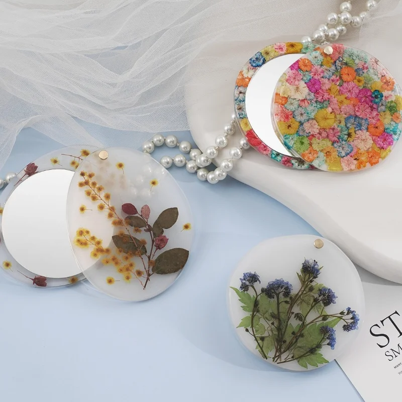 DIY Makeup Mirror Silicone Mold Elliptical Circular Rotating Jewelry Pendant Ornament Crystal Resin Epoxy Mold Jewelry Handmade