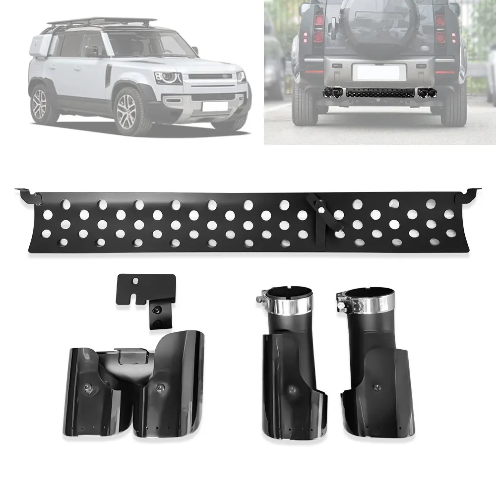 For Land Rover Defender 2020-2025 diesel oil Exhaust Tail Pipe upgrade Round Stainless Steel Four Outlet Rectangle Muffler Tip