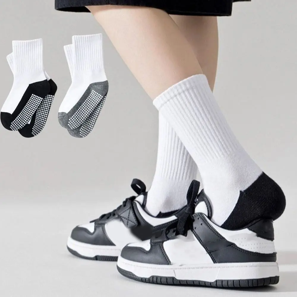 5Pairs Mid Tube Anti-Slip Socks Solid Cotton Sticky Children's Floor Socks Breathable Non-Slip Gripper