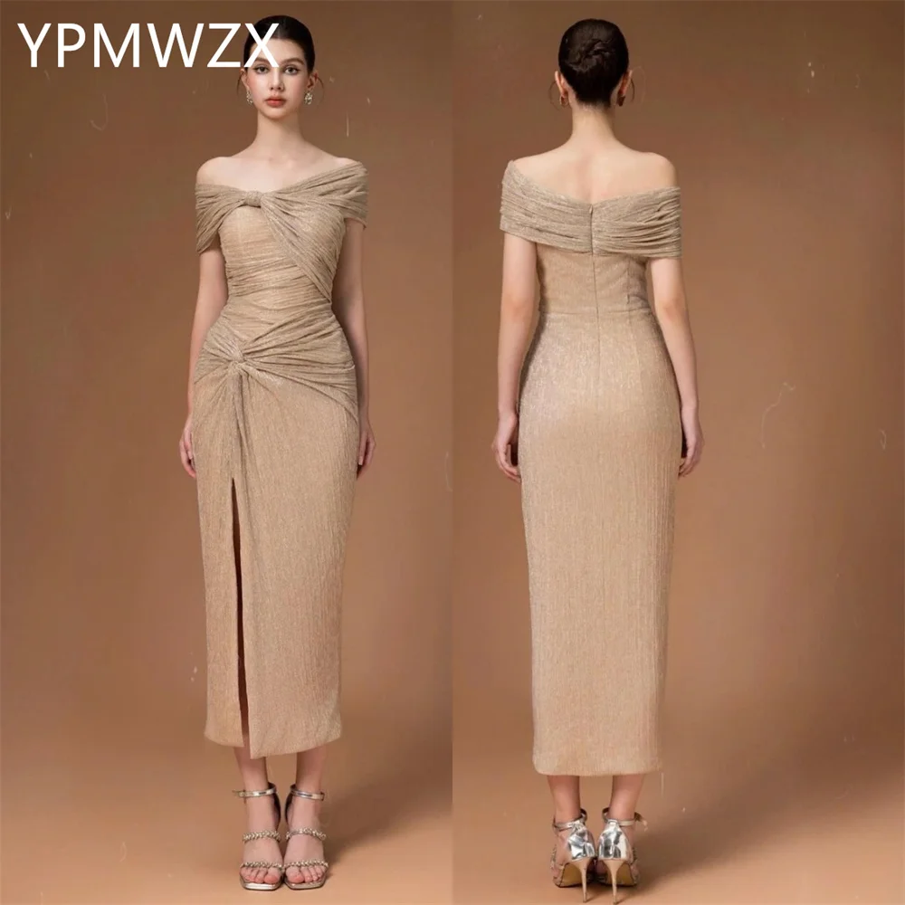 

Customized Prom Gown Formal Evening Dress YPMWZX Off-the-shoulder Column Ankle Length Skirts Bespoke Occasion Dresses Party Occa