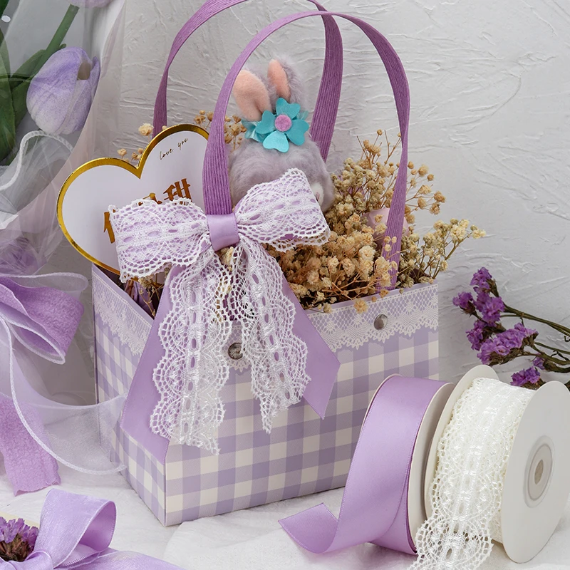 Elegant Lavender Purple Series Ribbon DIY Handmade Material Gift Packaging Birthday Cake Flower Decoration Valentine\'s Day