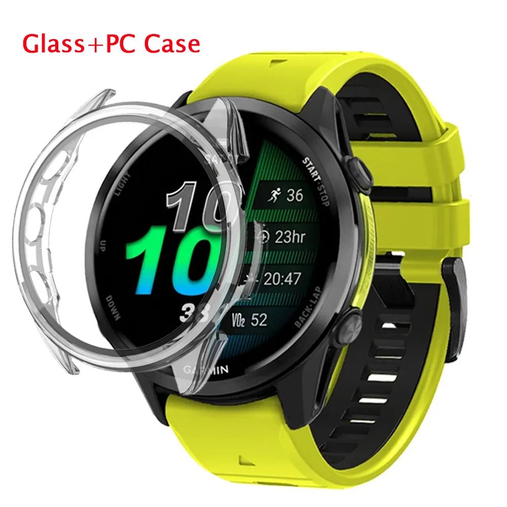 

Glass+Case For Garmin Forerunner 970 570 965 265 165 All-around Screen Protector & Hard PC Cover For Venu 3/Vivoactive 6-5 Cover
