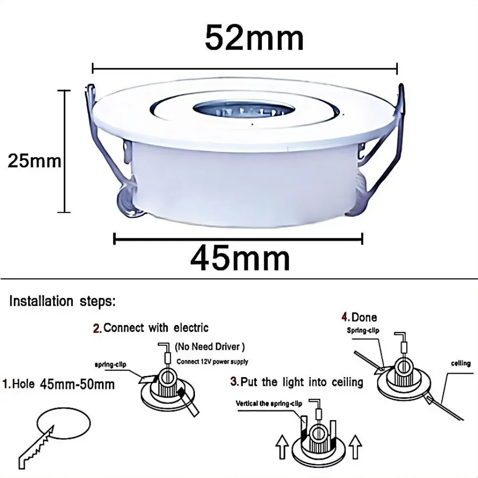 Lampu langit-langit COB Mini 12V 3W, lampu sorot LED dapat disesuaikan lampu pameran kabinet tersembunyi putih tebal