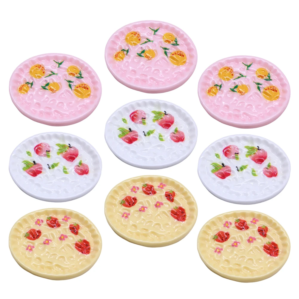 9 Pcs Mini Simulated Food Play Resin Toys Small Dish Kitchen Dessert Tray Prop Plastic House