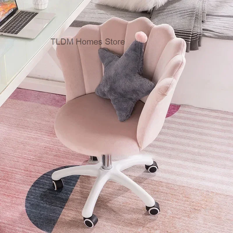 Modern Velvet Office Chair for Company Rotatable Soft Backrest Chair with Wheels Simple Creative Office Chairs for E-sports Room