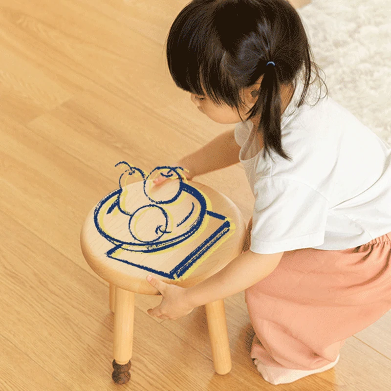 гостиная стулья Small Round Stool Nordic Kid Furniture Full Solid Wood Children\'s Hard Maple Backless Chair Shoe Changer Stools