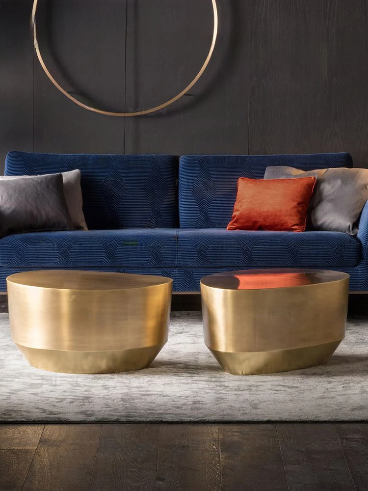 High-end novel shape sofa, coffee table, large space, simple and irregular special-shaped stainless steel brushed brass