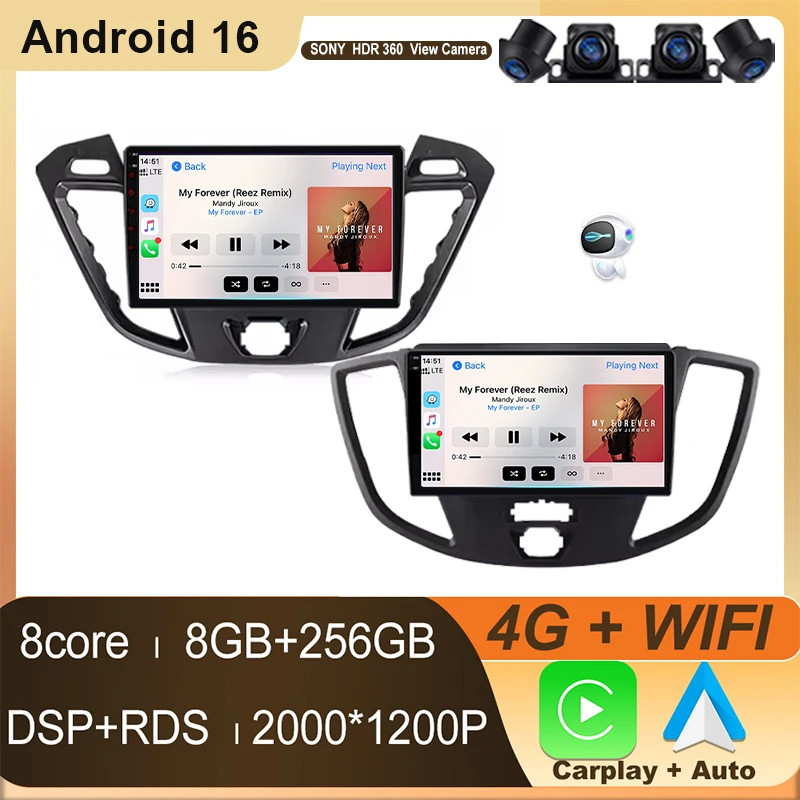 Auto Radio Android For Ford Transit Custom 2012-2021 Carplay Car Screen Multimedia Video Player Navigation GPS NO 2din Head Unit