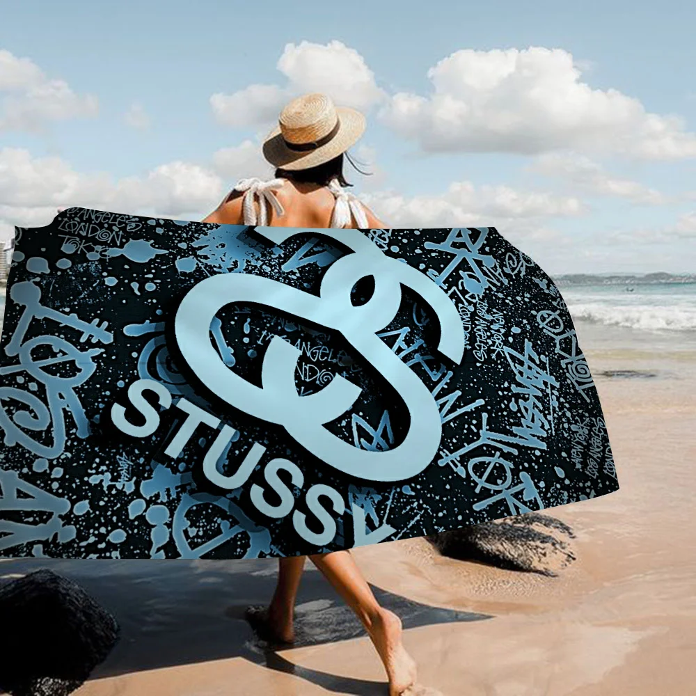 S-Stussy-Logo Towel Microfiber Beach Towel Absorbent Quick dry Soft Yoga Swimming Resort Mountain Climbing Towel