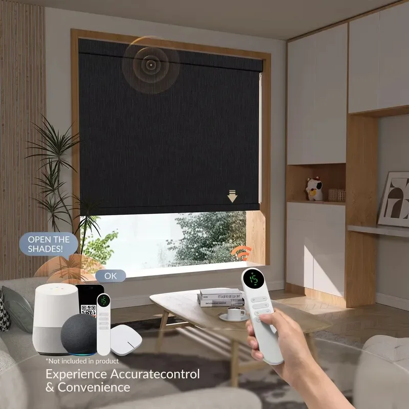 2026Smart Electric Roller Blinds with Handle Control Cordless Motorized Sunshades Child Safe Window Shades for Home Office