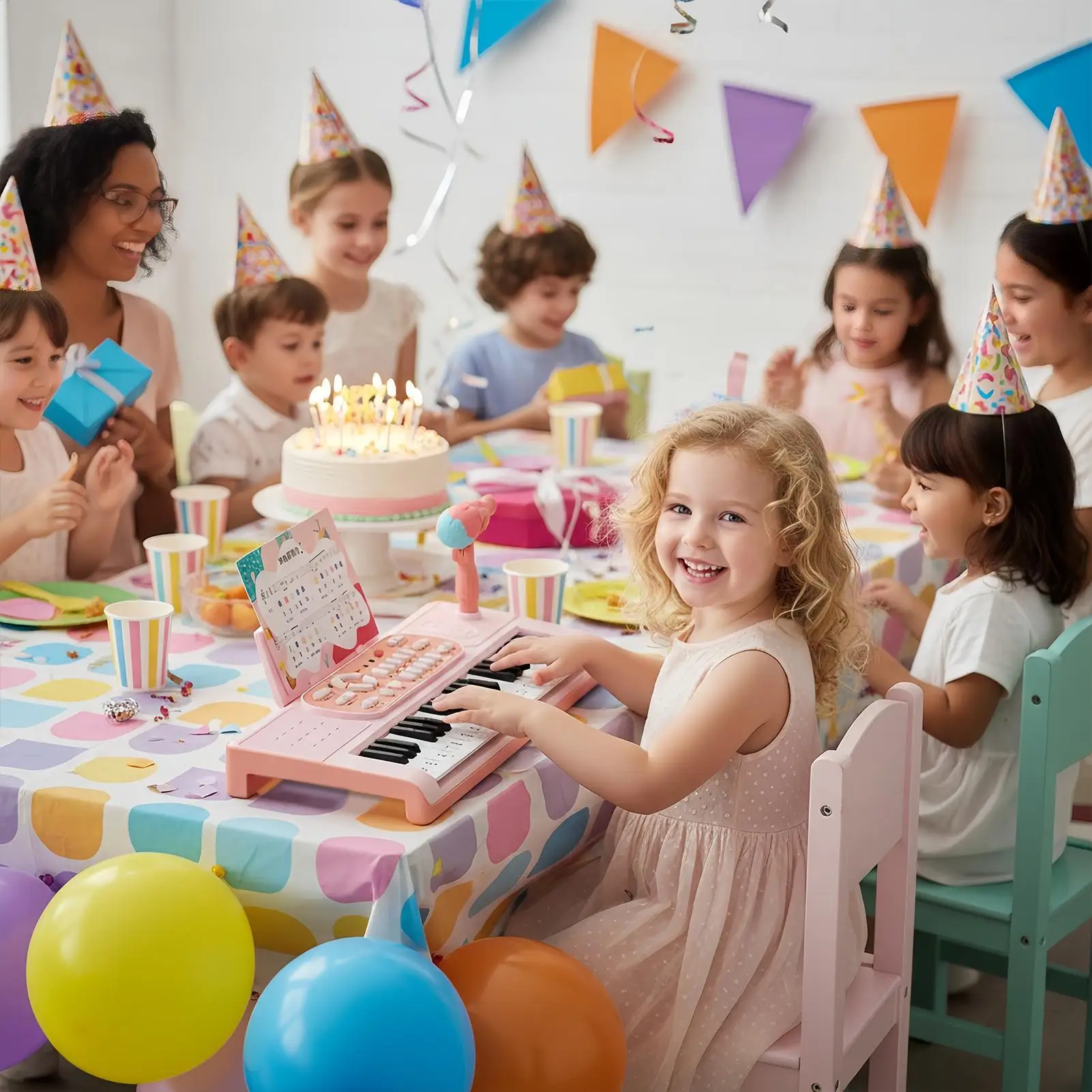 子供用電子ピアノ 37 ベビーキーボード マイク付き 歌を歌う歌を歌う開発教育玩具楽器ゲーム