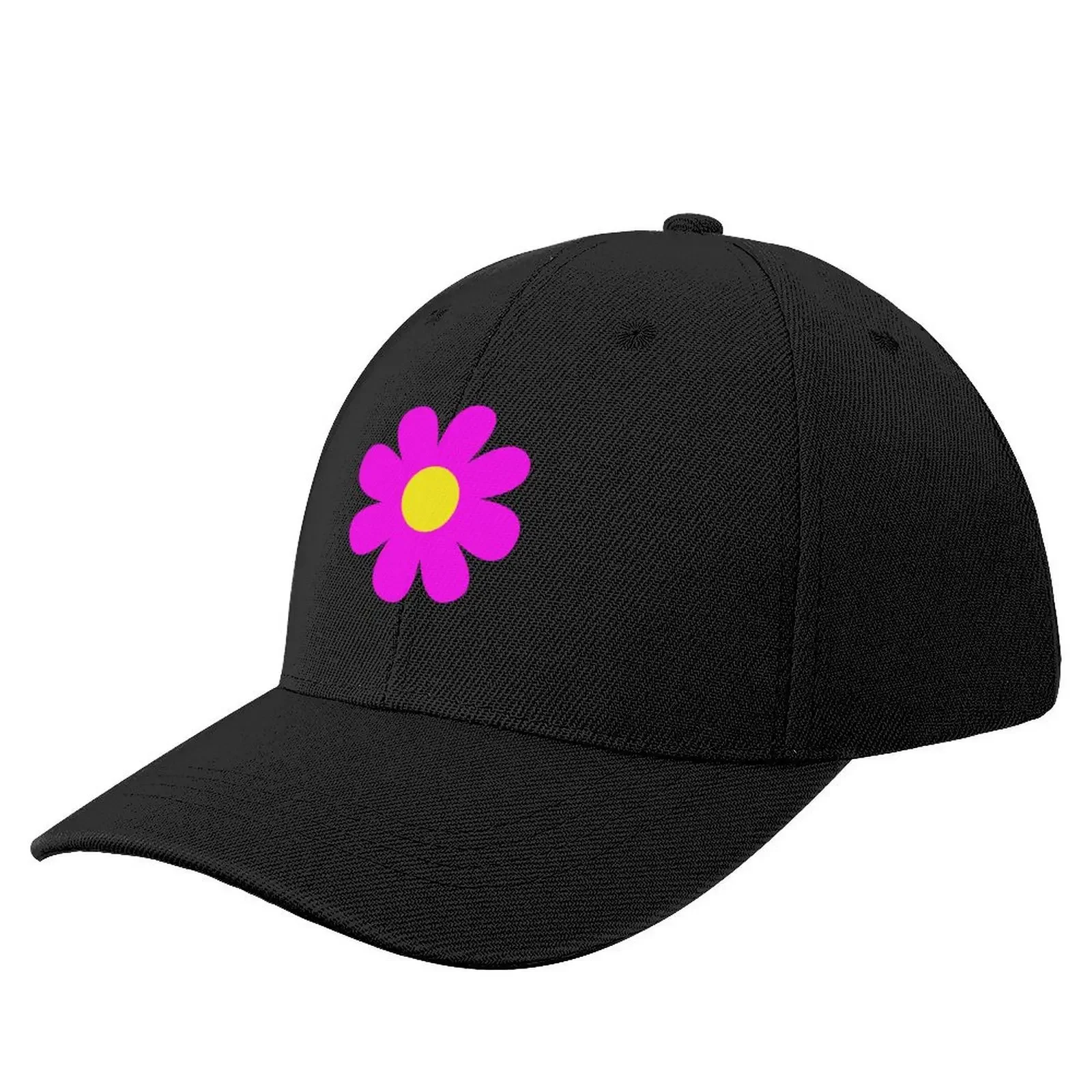 Neon Pink Flower Blossom Yellow Background Baseball Cap Rugby Icon custom Hat party Hat Hats For Women Men's