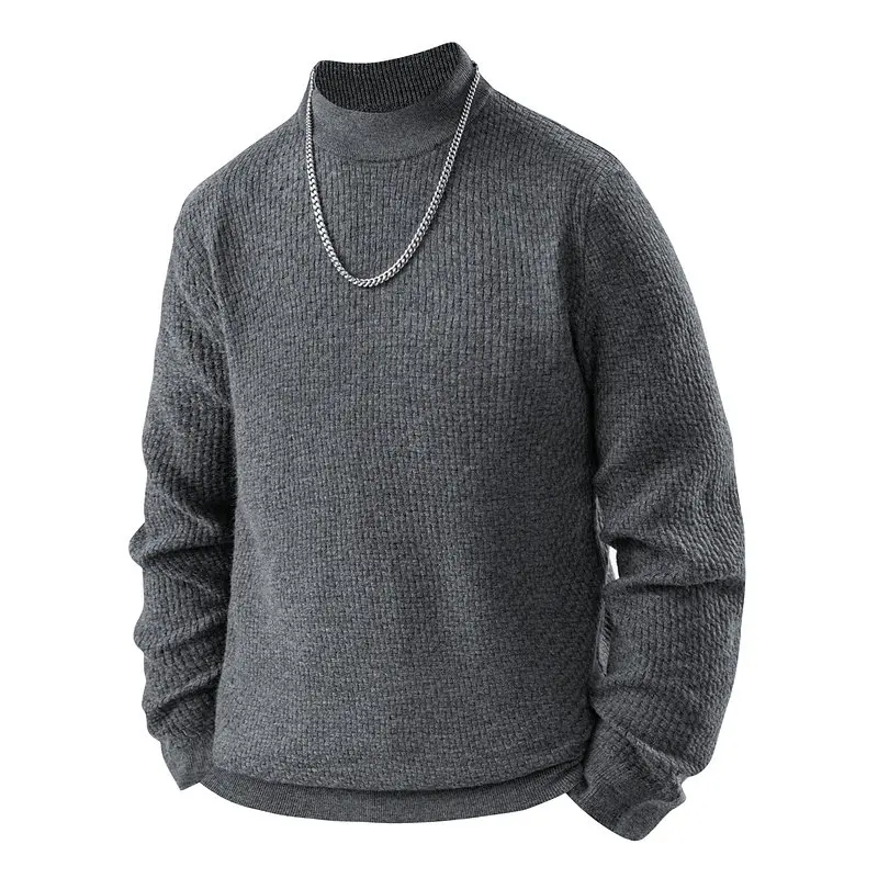 

Мужской свободный вязаный свитер с длинными рукавами, осенне-зимний, в корейском стиле, с высоким воротником, комфортный, теплый, элегантный, премиум-класса.