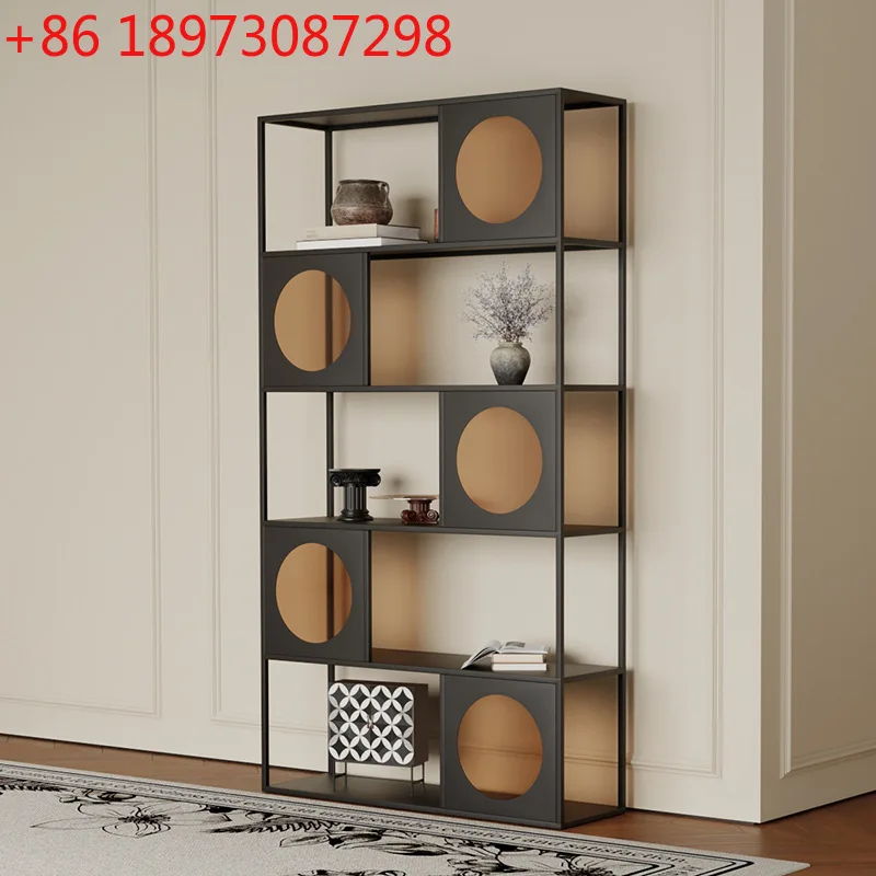 

Французская книжная полка из кованого железа, интегрированная у настенной перегородке, простая современная бытовая многослойная напольная полка для хранения