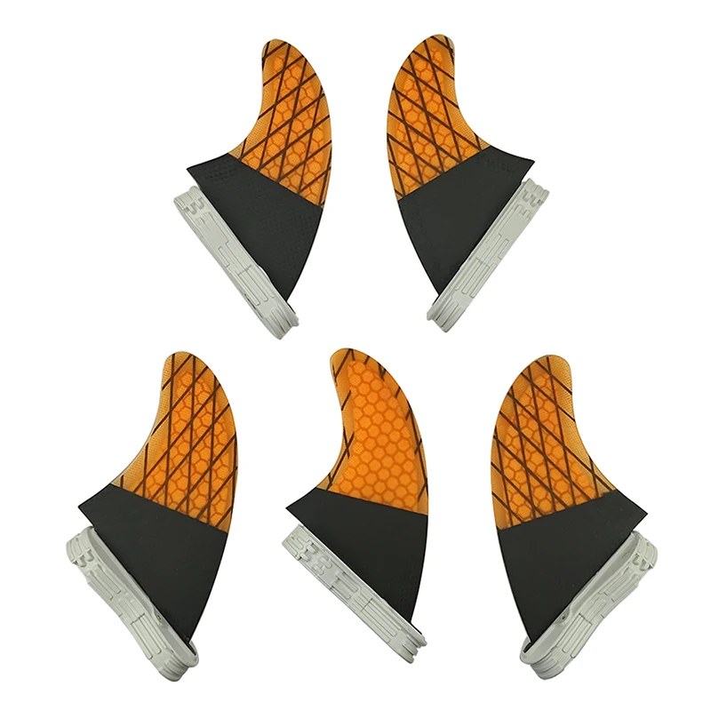 UEPSURF-Surfboard Fins with Double Tabs, 2 Fins, UK2.1 Size, Orange Color, Tri-Quad, Honeycomb, Carbon Fiber Fins