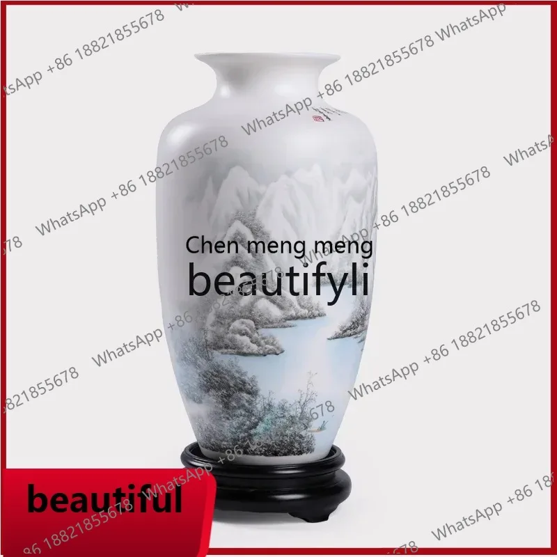 Dehua suet jade white porcelain vase master hand-painted collection art 