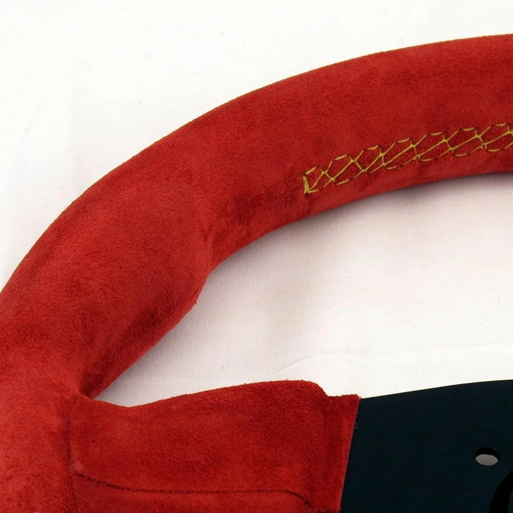 Red Flat Drift Universal 13Inch Racing Nardi Steering Wheel Car JDM Suede Steering Wheel Volantes For VW HONDA TOYOTA BMW Nissan