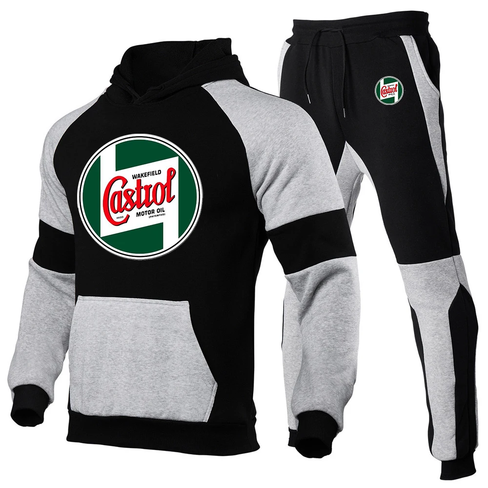 Castrol Vintage Zeichen 2024, neuer Stil für Herren, Frühling und Herbst, lässig, Reißverschluss, Hoodies, Sweatpant, Harajuku, Sport, bequemer Anzug