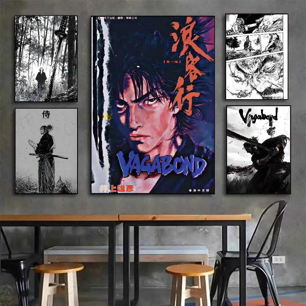 V-Vagabond Manga Man Herz Anime Comic Poster HD Kunst klebrige Wand wasserdicht Zuhause Wohnzimmer Schlafzimmer Bar ästhetische Dekoration