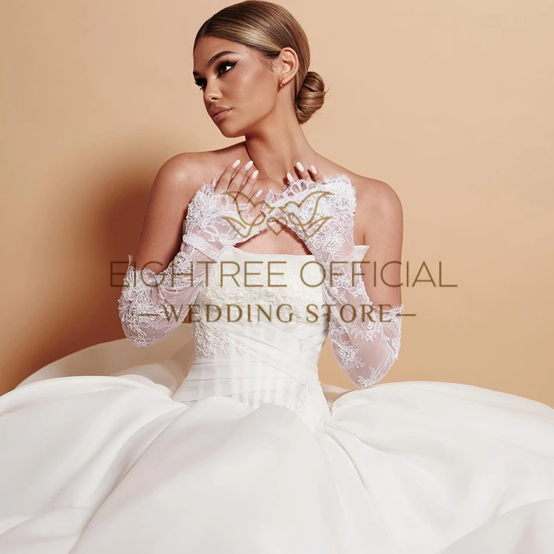 Eightree 2026 Prinzessin Brautkleider Boho Trägerlose Spitze A-Linie Abend Brautkleid Weiß Hochzeit Ball Ballkleider Maßgeschneidert