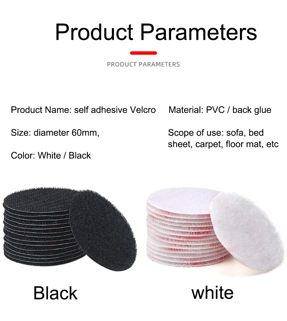 5/10/20/30Pair Double Faced Adhesive Fixing Stickers Carpet Pad Dashboard Mat Fixed Patch Floor Anti Skid Grip Hook and Loop Dot