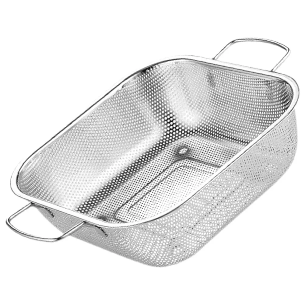 

Dual Handle Stainless Steel Draining Over Sink Large Mesh Strainer Fruits Vegetables Washing Smooth Surface Household Kitchen