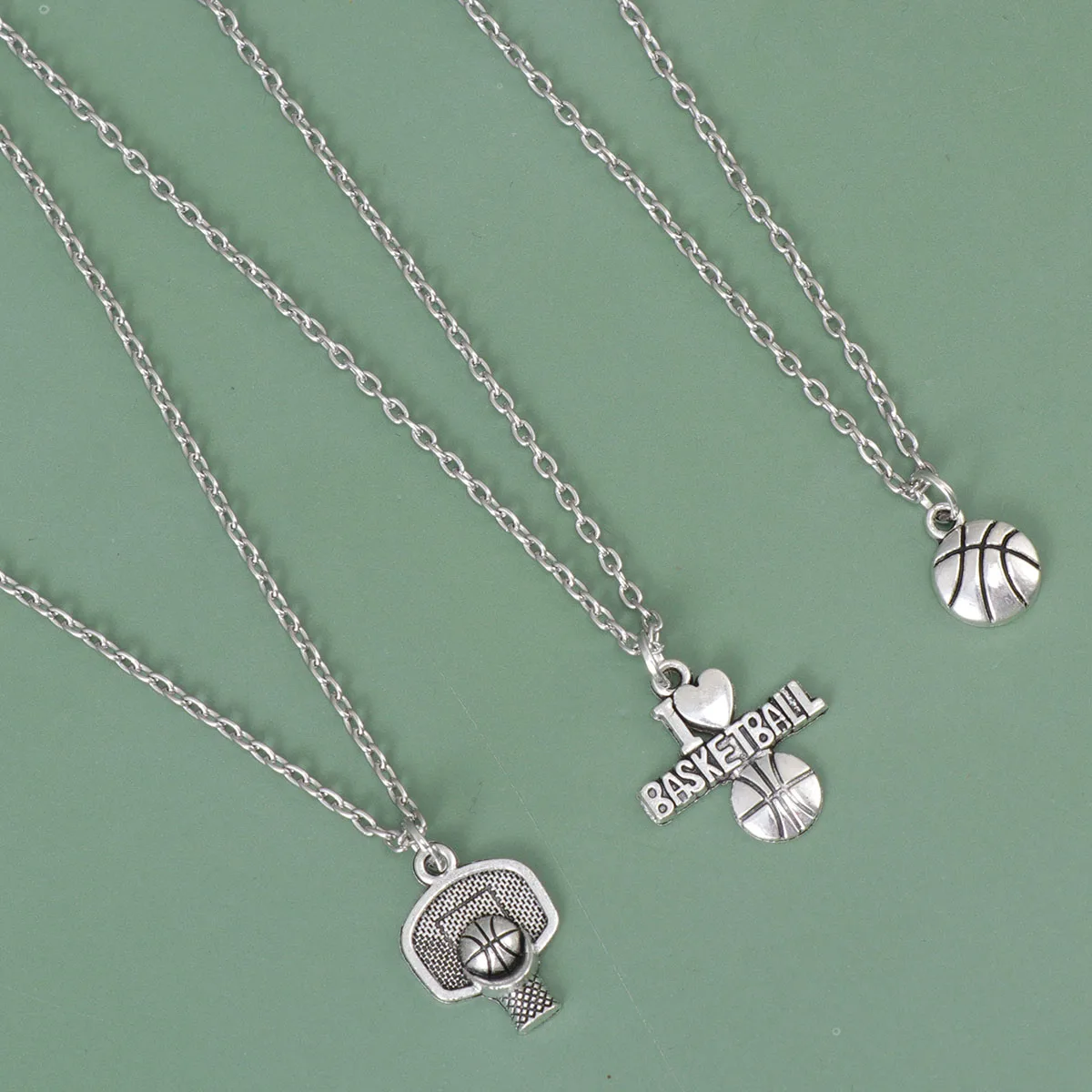 

3Pcs Basketball Necklace Durable Alloy Pendant for Couples Men Women Gift Basketball Pendant Necklace