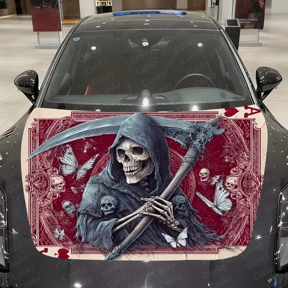 ポーカーリーパー車のボンネットステッカー-耐久性のあるビニールフィルム、防滴性があり、取り外しが簡単、すべての車種に適しています-車のパーツギフト、o