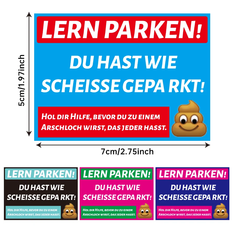 160 Pcs Funny German Parking Warning Stickers , Humorous Car Reminder Labels with Cartoon Design, Single Use,Car Stickers.
