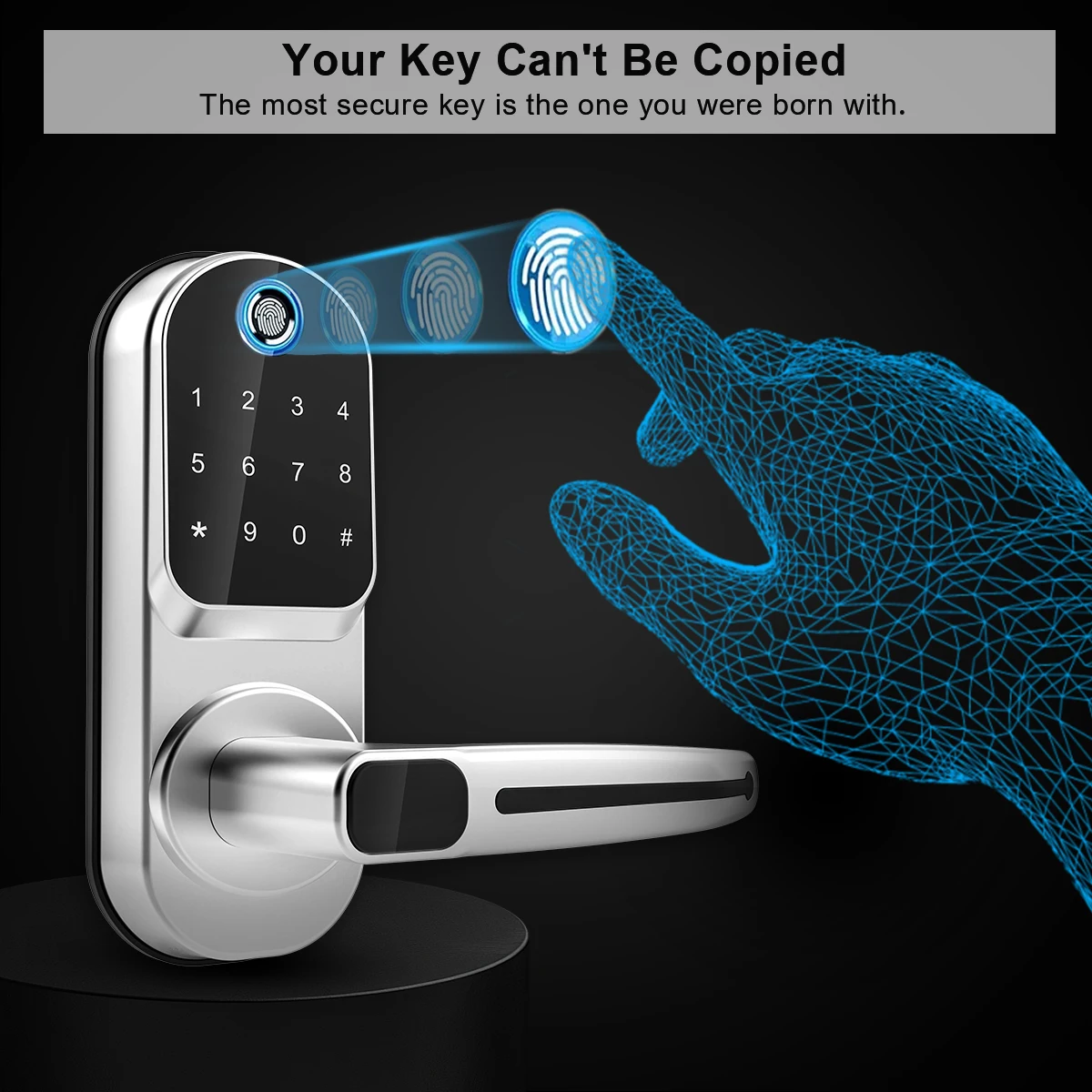 

Умный дверной замок с Wi-Fi, управление через приложение, биометрический сканер отпечатков пальцев, NFC, пароль, кодовая панель, разблокировка ключом, аварийная зарядка через USB, электронный замок