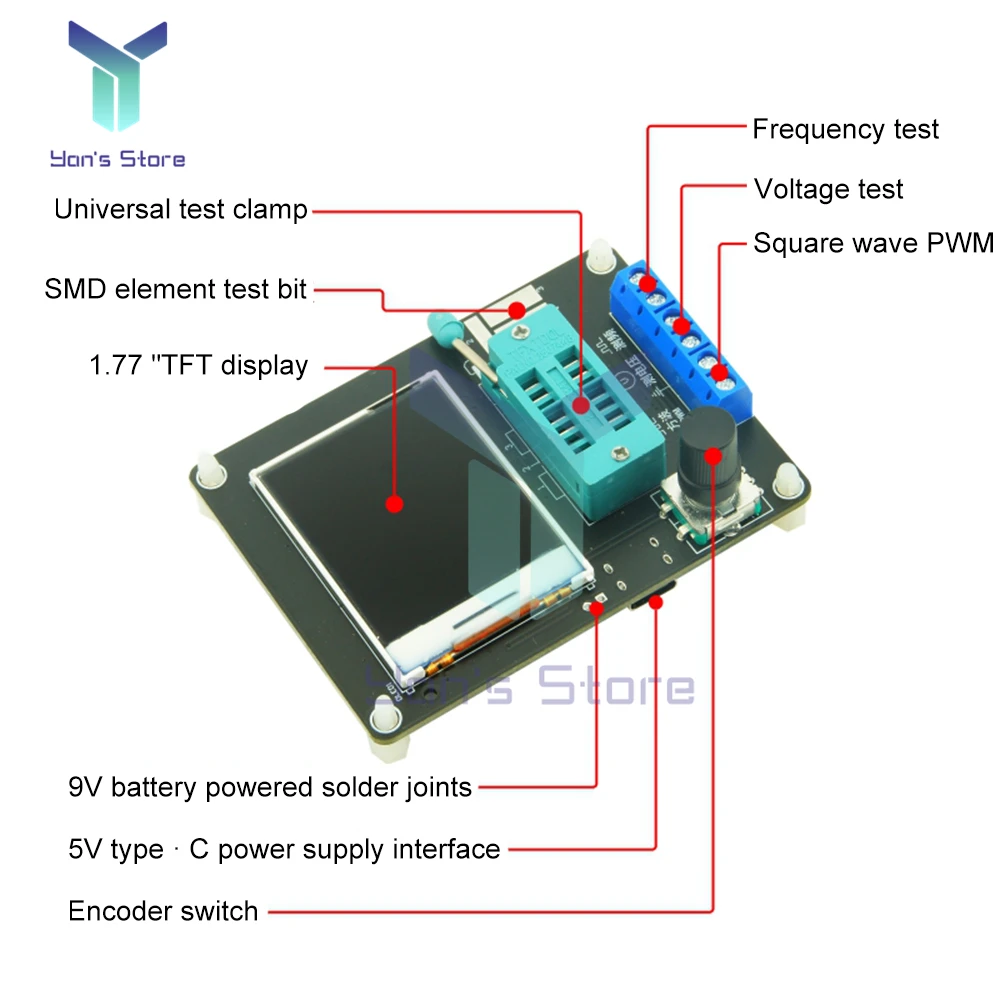 GM328A Transistor Tester Diode Capacitance Meter ESR Voltage Frequency Meter PWM Square Wave Signal Generator Tool