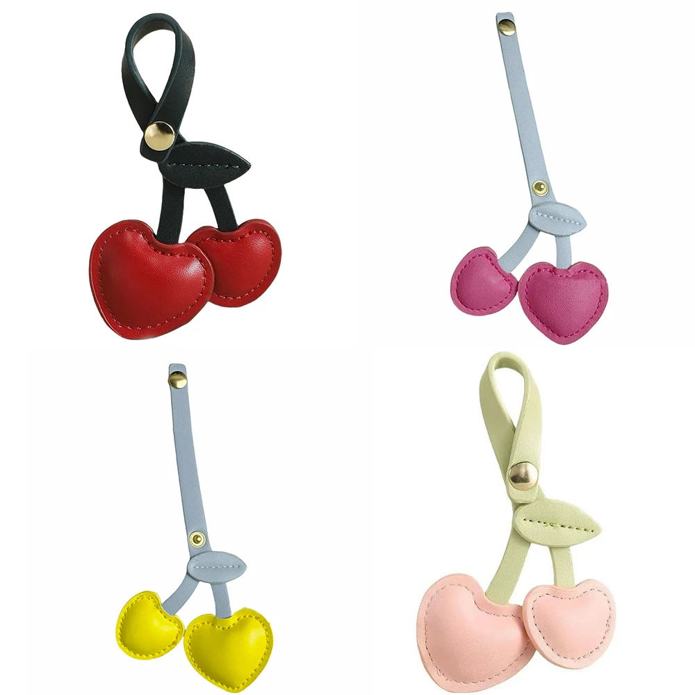

5pcs Leather Simple Cute cherry Bag Pendant Charms Jewelry Making Car Keychain Clothing Accessories Backpack Pendant