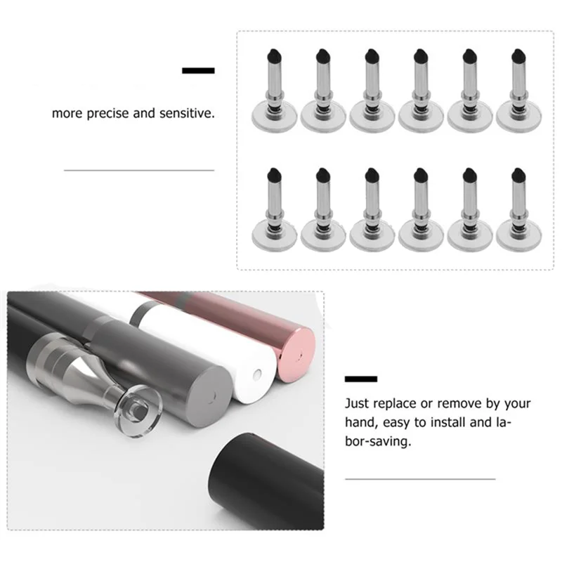 12Pcs Universal Tip Capacitive Stylus Touch Screen Pen Nibs Silicone Replacement Pencil Tip for Tablet Mobile Phone