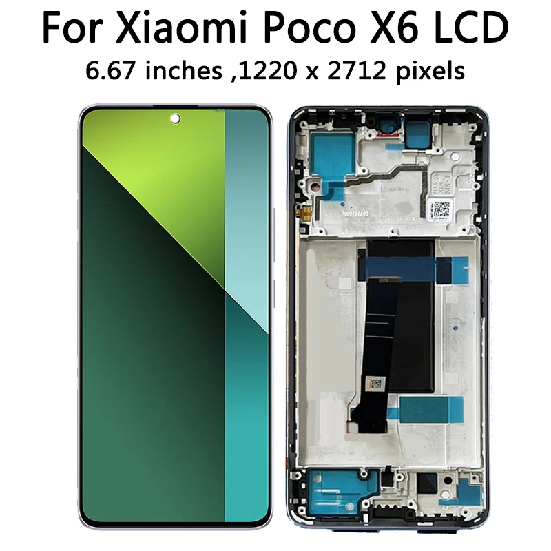 6.67“AMOLED For Xiaomi Poco X6 Pro X6Pro 2311DRK48G Lcd Display Touch Screen Digitizer Assembly Poco X6 23122PCD1 Display