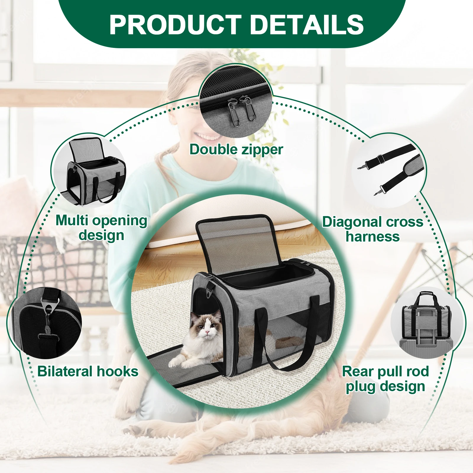 المحمولة الكلب القط الناقل حقيبة تنفس حاملات الحيوانات الأليفة أكياس شركة الطيران المعتمدة النقل الصادرة TravelCrate المنبثقة الحيوانات الأليفة حقيبة يد