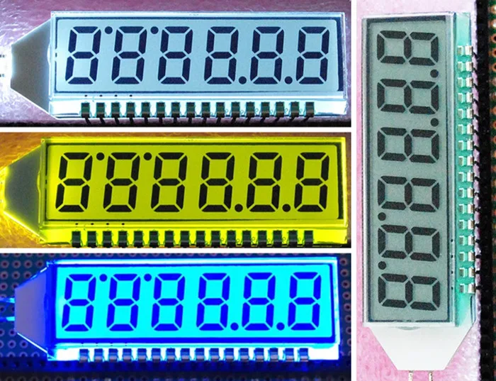 16PIN TN Positive 6-Digit Segment LCD Panel White/Yellow Green/Blue Backlight 3V Ultra-wide Temperature