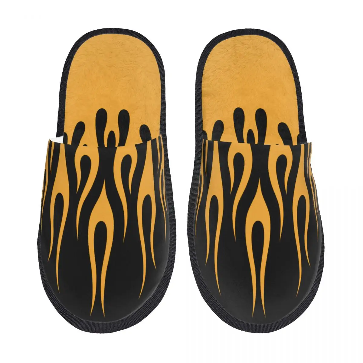 

Custom Orange Fire Flames Pattern Guest Slippers for Hotel Women House Slipper