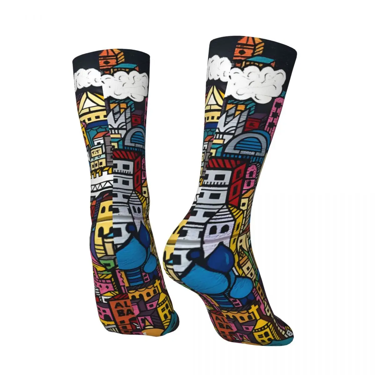 Retro Graffiti London - Architectural Photograph Print Men's compression Socks Unisex Harajuku Pattern Printed Novelty Crew Sock