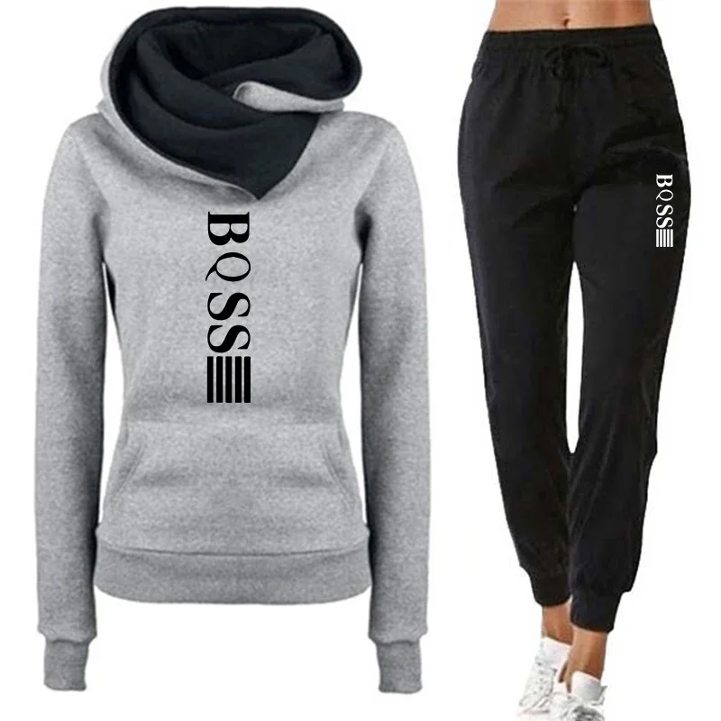 Womens Tracksuit Autumn Winter Warm Hooded Sweatshirts Female Jogging Sweatpants Fashion Versatile Woman Clothing Sports Outfits